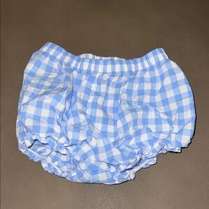 Blue and White Checkered Girls Ruffled Bloomers Diaper Cover